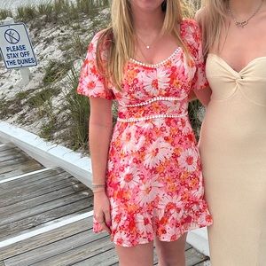 Pink and Orange floral mini dress